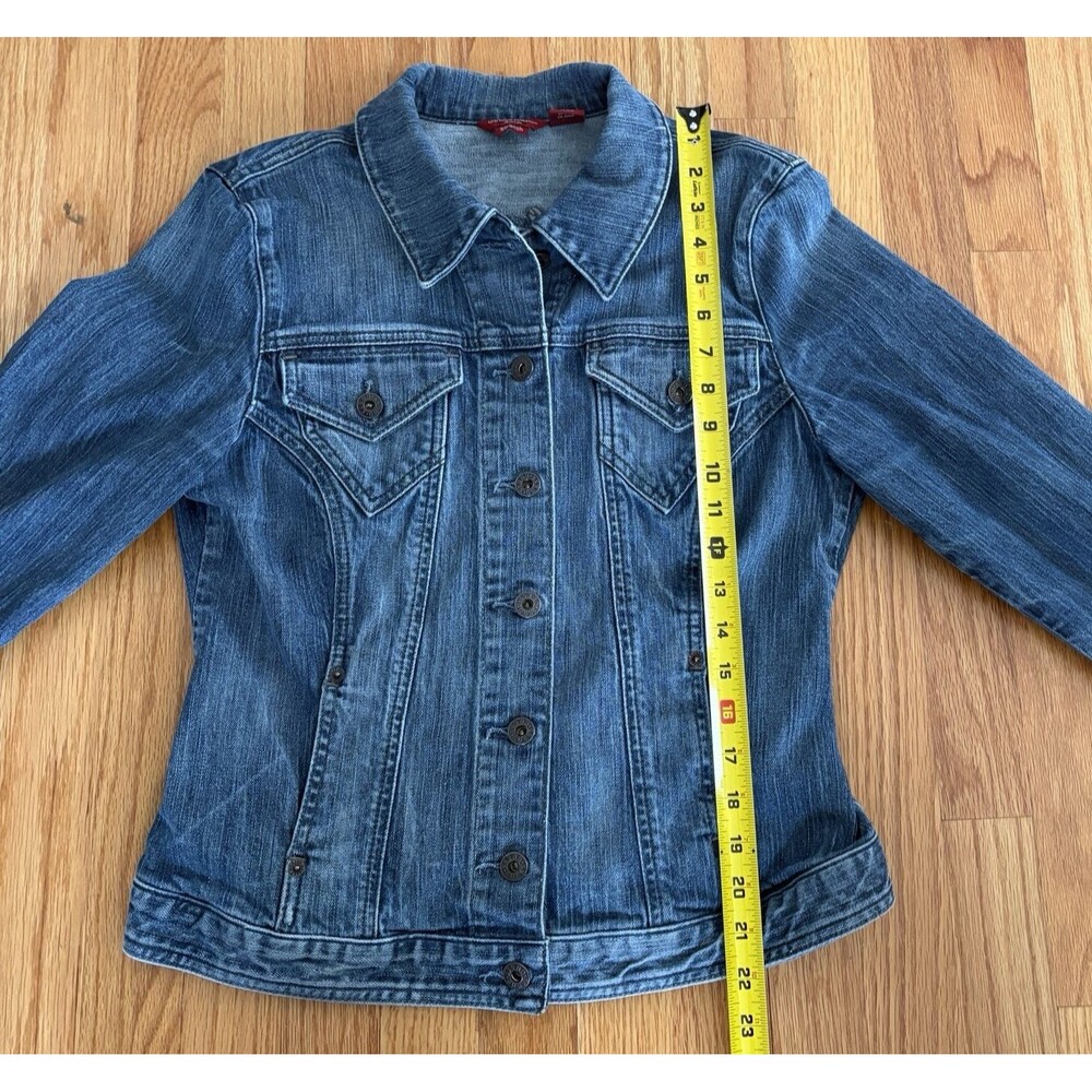 Guess Jean Jacket Women's XL Denim Trucker Cropped Retro Stretch Made in Mexico - Picture 6 of 15